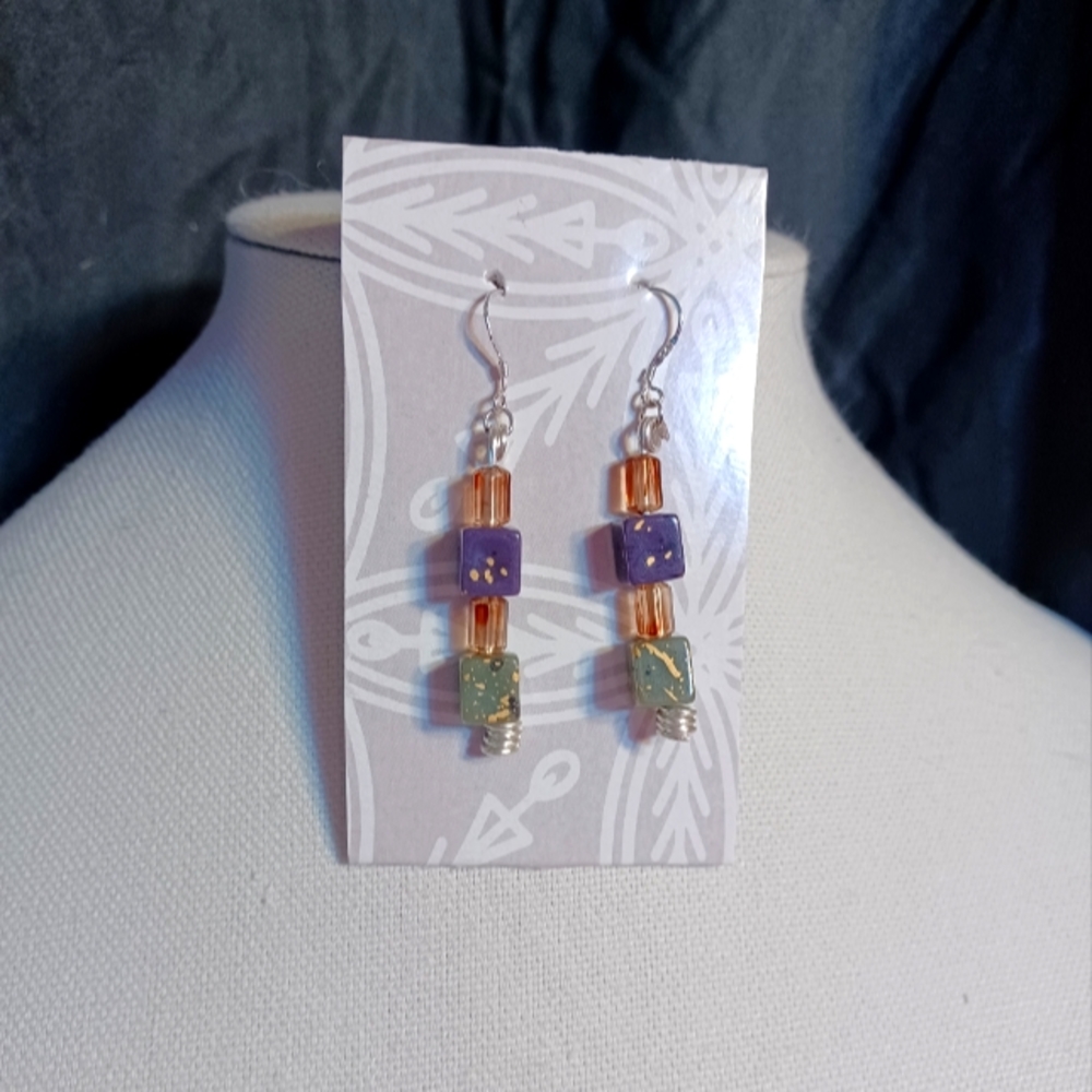 Sterling silver earrings with handmade glass beads